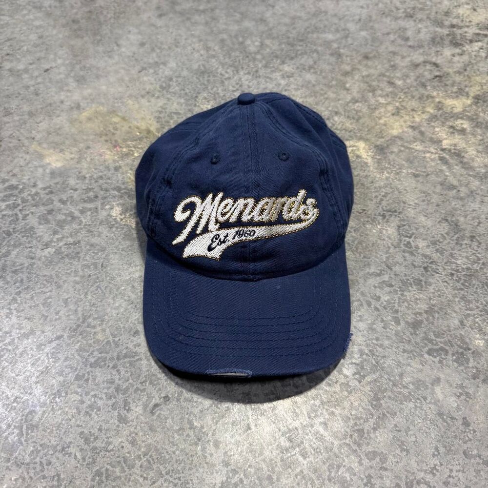 Menards Men's Navy and Blue Retro Baseball Style Cap